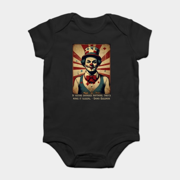 Funny Election 2024 Vintage Clown Baby Bodysuit by QuirkyQuest Creations